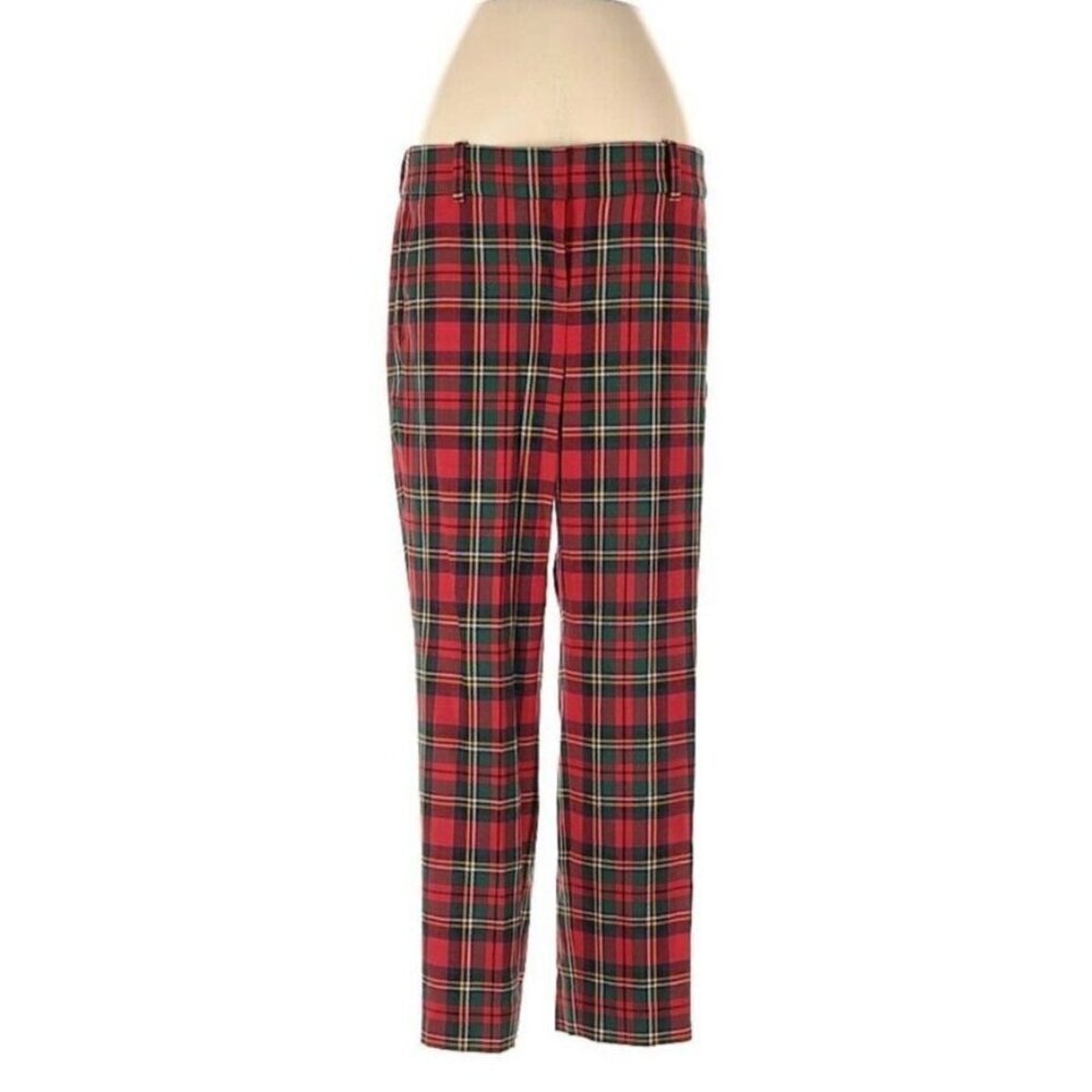 COPY - J. Crew Cameron Womens Pants Red Size 8P Straight Leg Button Zip Plaid S…